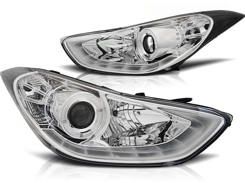 Frontlykter Hyundai Elantra 11.10-15 Chrome Daylight Led - Bilde 2