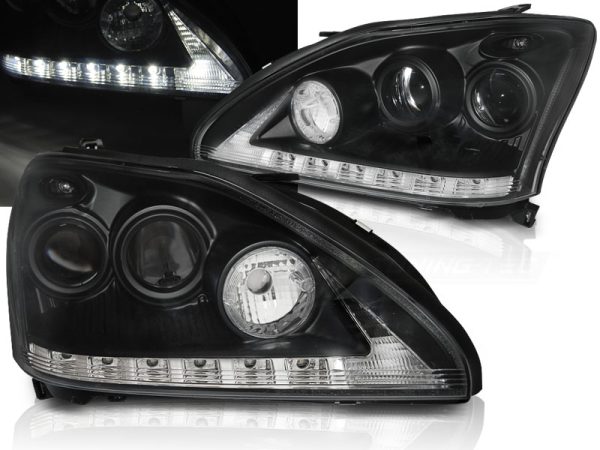 Frontlykter Lexus RX 330 / 350 03-08 Tube Lights Sort