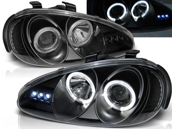 Frontlykter Mazda MX3 91-98 Angel Eyes Black
