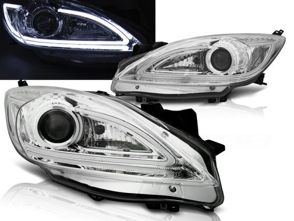 Frontlykter Mazda 3 09-10.13 Tube Light Chrome