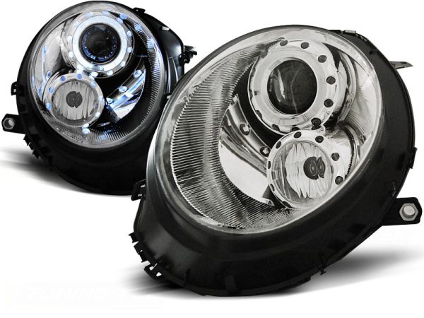 Frontlykter Bmw Mini (cooper) 06-14 Angel Eyes Chrome