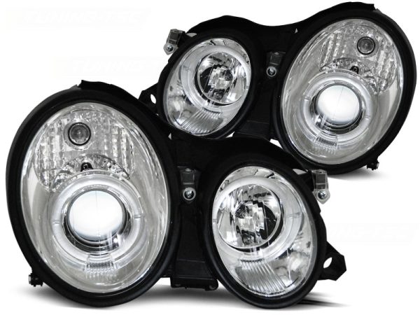 Frontlykter Mercedes W208 CLK 03.97-04.02 Angel Eyes Chrome