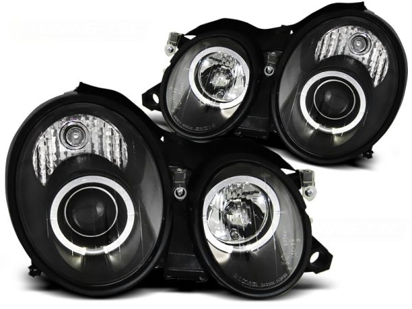 Frontlykter Mercedes W208 CLK 03.97-04.02 Angel Eyes Black