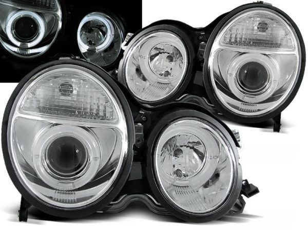 Frontlykter Mercedes W210 E-Klasse 06.99-02 Angel Eyes Chrome