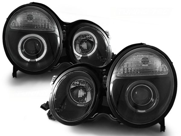 Frontlykter Mercedes W210 E-Klasse 06.99-02 Angel Eyes Black