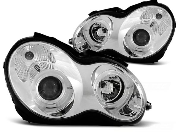 Frontlykter Mercedes W203 C-Klasse 07.00-03.04 Angel Eyes Chrome - Bilde 2