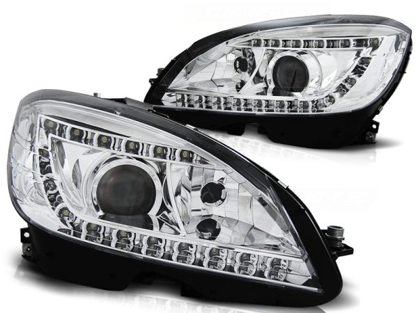 Frontlykter Mercedes W204 07-10 Xenon Lyskaster Daylight Chrome - Bilde 2