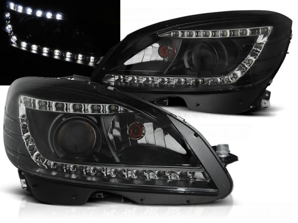 Frontlykter Mercedes W204 07-10 Xenon Lyskaster Daylight Black