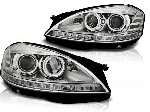 Frontlykter Mercedes W221 05-09 Xenon Lyskaster Daylight Chrome - Bilde 2