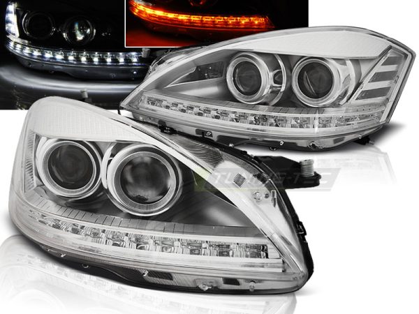 Frontlykter Mercedes W221 05-09 Xenon Lyskaster Daylight Chrome
