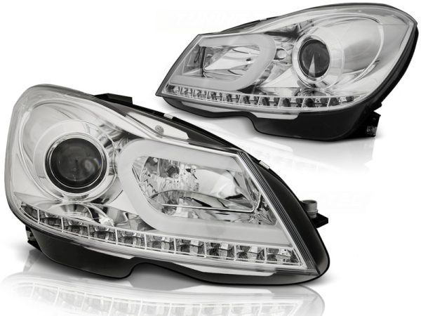 Frontlykter Mercedes W204 11-14 Tube Light Chrome - Bilde 2