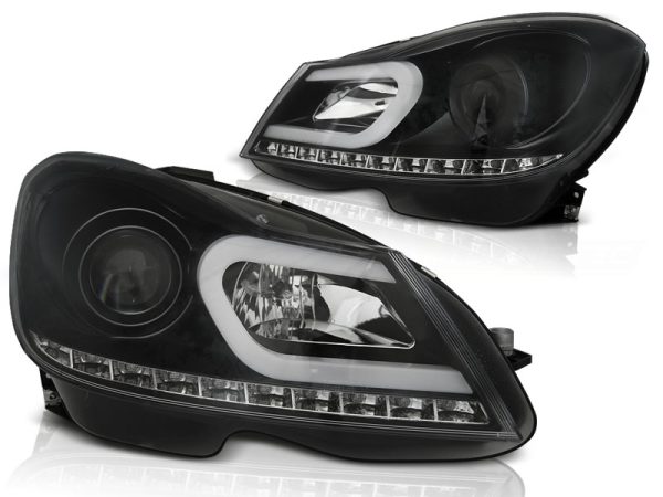 Frontlykter Mercedes W204 11-14 Tube Lights Black - Bilde 2