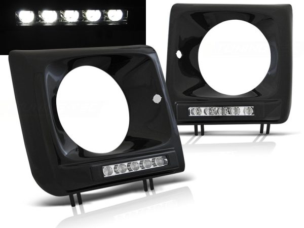 Frontlykter Ramme Mercedes W461.W463 01-12 Led Drl Black