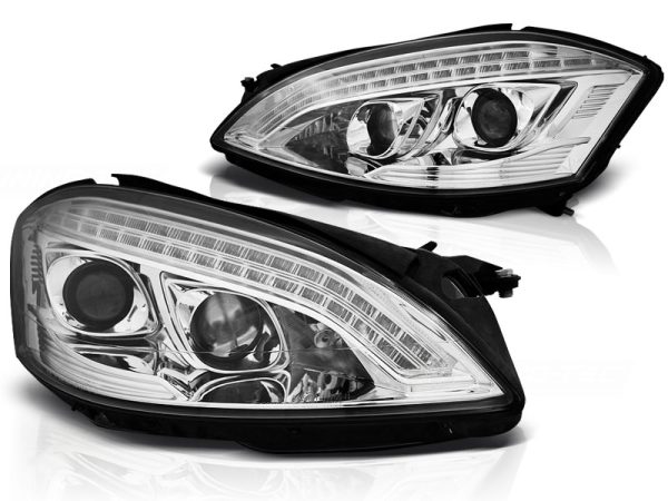 Frontlykter Mercedes W221 05-09 Xenon Lyskaster Daylight Chrome - Bilde 2