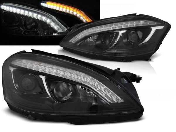 Frontlykter Mercedes W221 05-09 Xenon Lyskaster Daylight Black