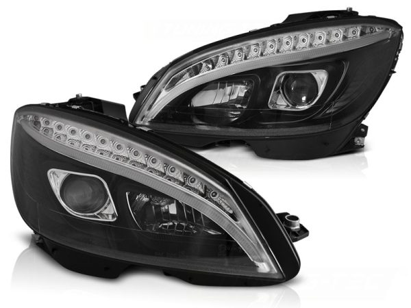 Frontlykter Seq Mercedes W204 07-10 Tube Lights Black - Bilde 2