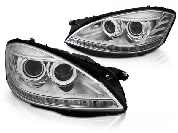 Frontlykter Mercedes W221 05-09 Xenon Lyskaster Daylight Chrome Seq - Bilde 2