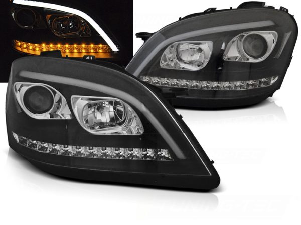 Frontlykter Mercedes W164 ML M-Klasse 05-07 Tube Light Black Seq