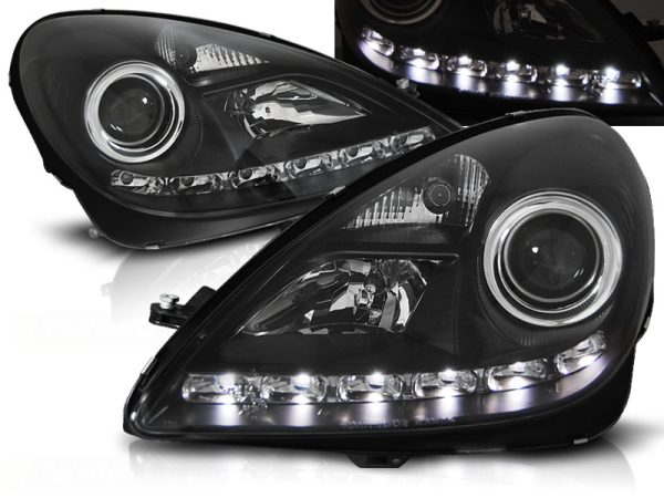 Frontlykter Mercedes R171 SLK 04-11 Xenon Lyskaster Daylight Black