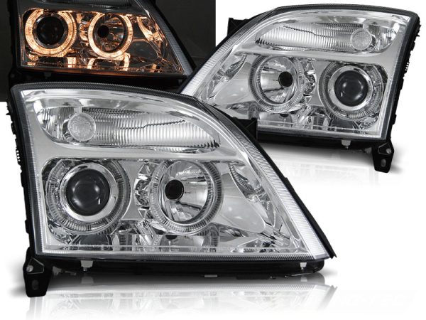 Frontlykter Opel Vectra C 04.02-08.05 Angel Eyes Chrome