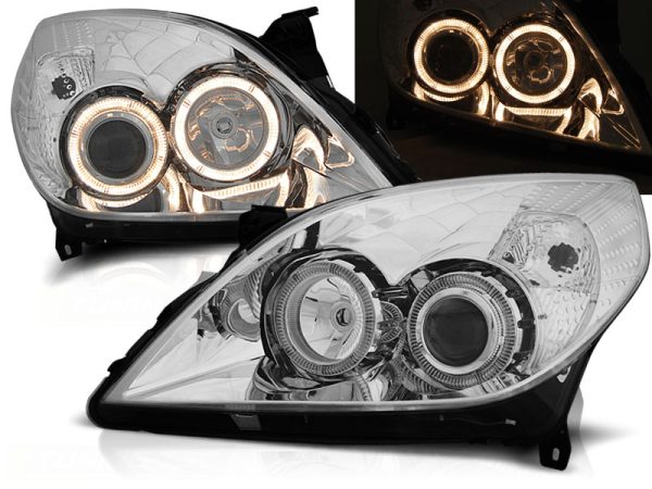 Frontlykter Opel Vectra C 09.05-08 Angel Eyes Chrome