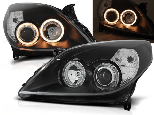 Frontlykter Opel Vectra C 09.05-08 Angel Eyes Black