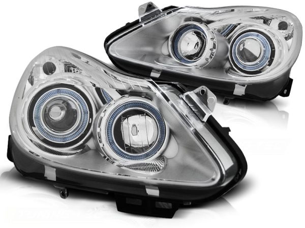 Frontlykter Opel Corsa D 04.06-11 Angel Eyes Chrome - Bilde 2