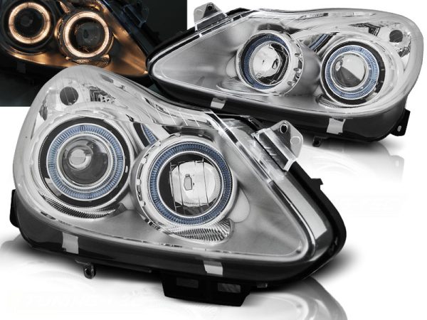 Frontlykter Opel Corsa D 04.06-11 Angel Eyes Chrome
