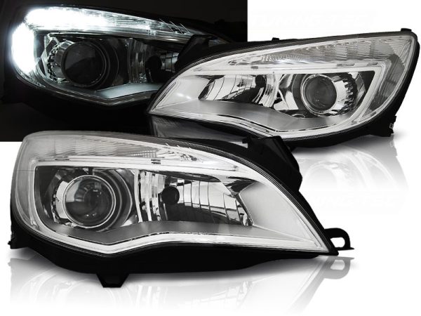 Frontlykter Opel Astra J 10-12 Chrome TRU Drl