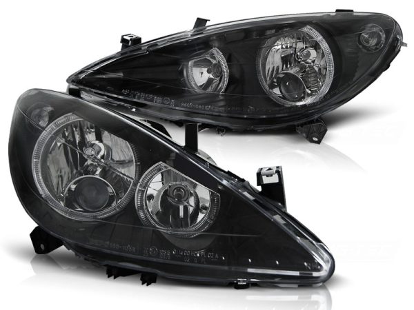Frontlykter Peugeot 307 04.01-06.05 Angel Eyes Black - Bilde 2
