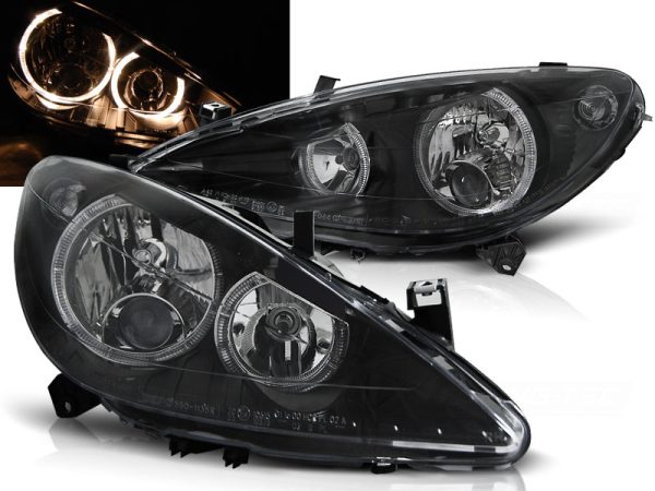 Frontlykter Peugeot 307 04.01-06.05 Angel Eyes Black