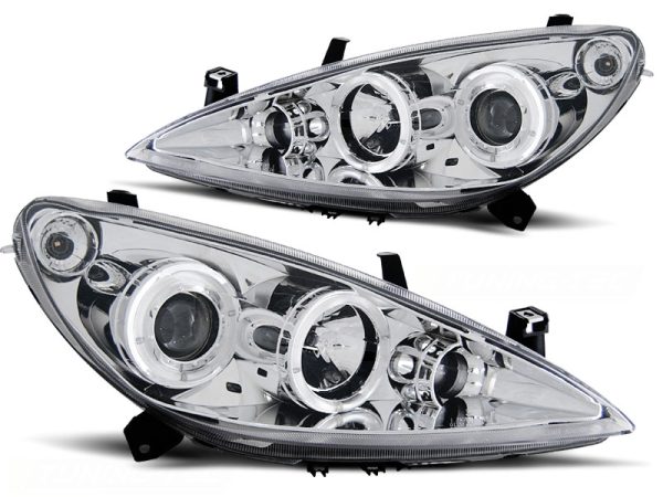 Frontlykter Peugeot 307 04.01-06.05 Angel Eyes Chrome - Bilde 2