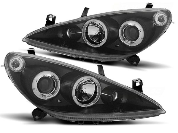 Frontlykter Peugeot 307 04.01-06.05 Angel Eyes Black - Bilde 2