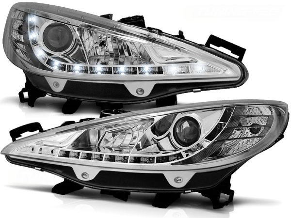 Frontlykter Peugeot 207 05.06-06.12 Daylight Chrome
