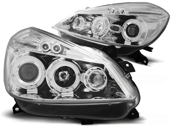Frontlykter Renault Clio 3 05-09 Chrome Angel Eyes - Bilde 2