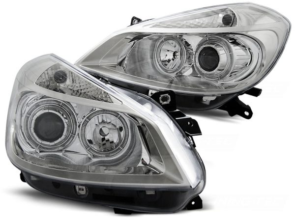 Frontlykter Renault Clio 3 05-09 Chrome Angel Eyes - Bilde 2