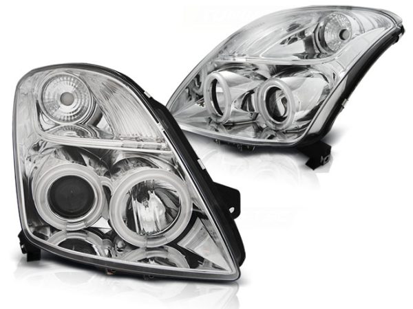 Frontlykter Suzuki Swift 05.05-10 CCFLl Angel Eyes Chrome - Bilde 2