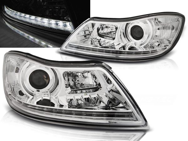 Frontlykter Skoda Octavia 09-12 Daylight Chrome