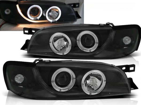 Frontlykter Subaru Impreza 05.93-10.00 Angel Eyes Black