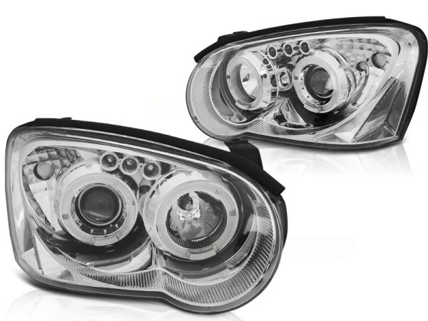 Frontlykter Subaru Impreza II GD 03-05 Angel Eyes Chrome - Bilde 2