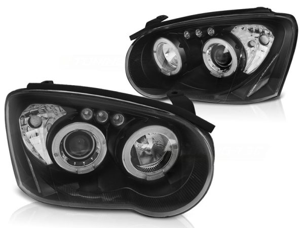 Frontlykter Subaru Impreza II GD 03-05 Angel Eyes Black - Bilde 2