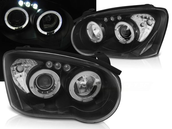 Frontlykter Subaru Impreza II GD 03-05 Angel Eyes Black