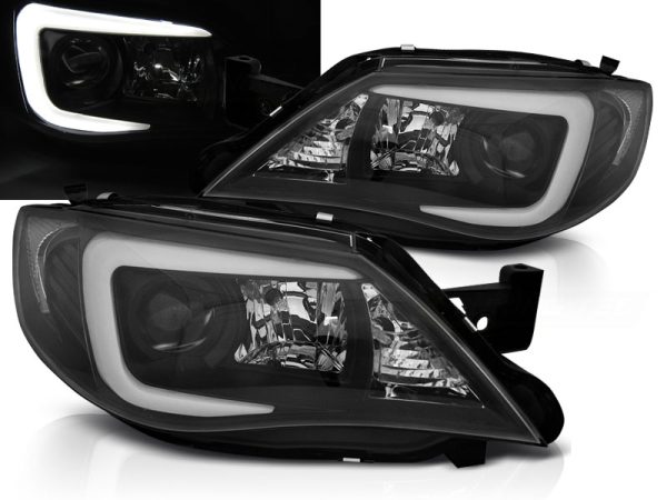 Frontlykter Subaru Impreza III GH 07-12 Tube Black HID
