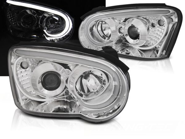 Frontlykter Subaru Impreza II GD 03-05 Tube Light Chrome
