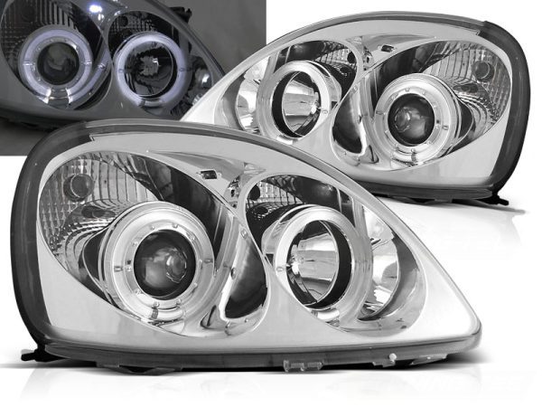 Frontlykter Toyota Yaris 04.99-09.03 Angel Eyes Chrome