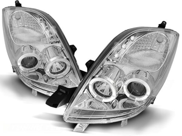 Frontlykter Toyota Yaris 06-09 Angel Eyes Chrome - Bilde 2