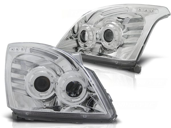 Frontlykter Toyota Land Cruiser 120 03-09 Angel Eyes Chrome - Bilde 2