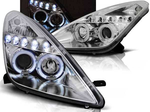 Frontlykter Toyota Celica T230 99-05 Angel Eyes Chrome