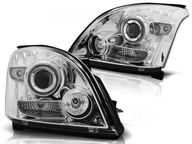 Frontlykter Toyota Land Cruiser 120 03-09 Angel Eyes Chrome CCFL - Bilde 2