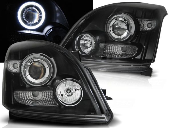 Frontlykter Toyota Land Cruiser 120 03-09 Angel Eyes Black CCFL